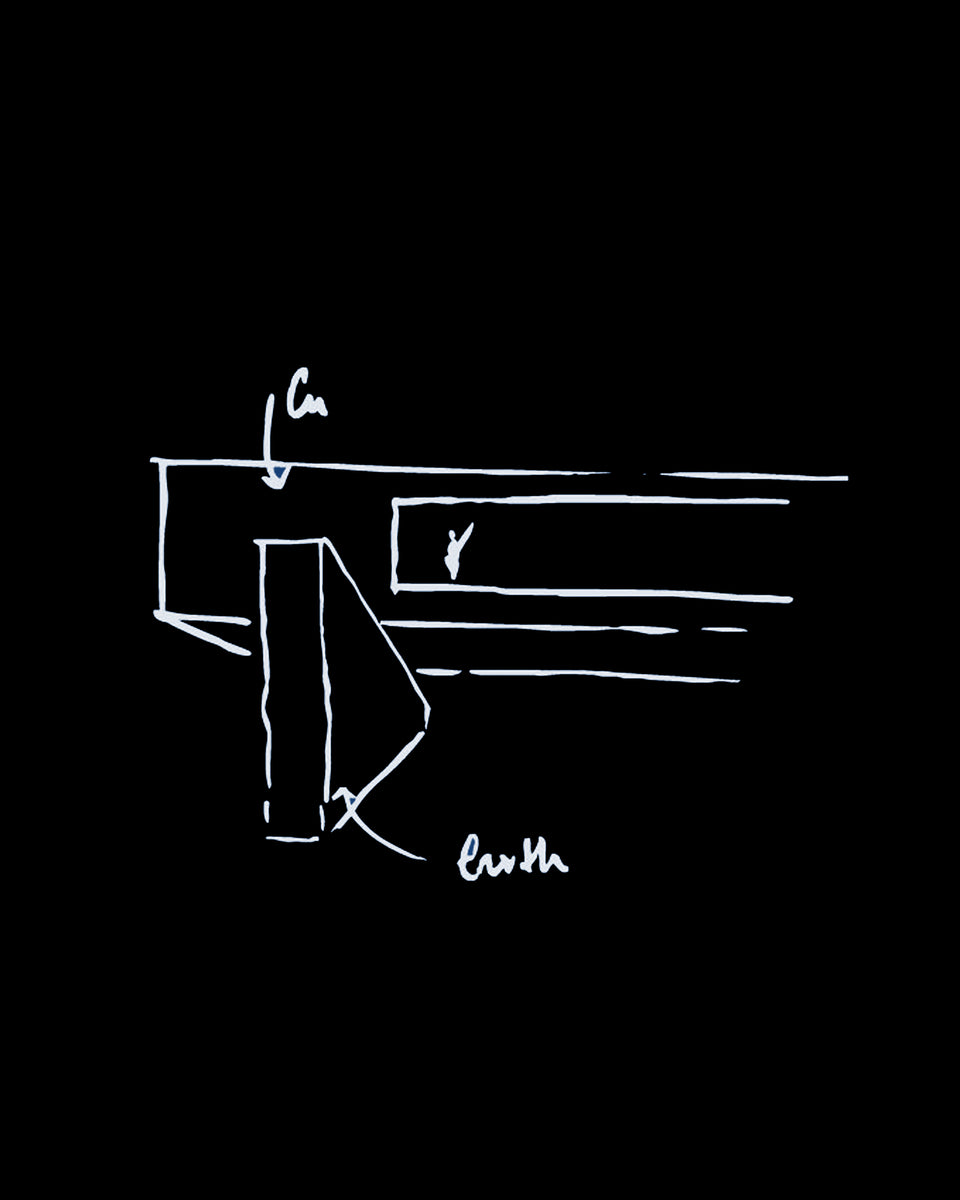 Concept section sketch annotated Cu and earth, the clad slab shown over its buried base