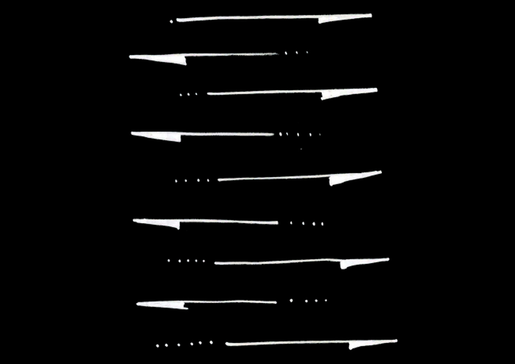 Sketch of the alternating terrace profiles stacked floor by floor, white on black